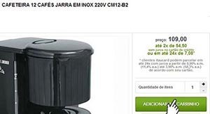 Selecione o produto desejado ao carrinho de compras
